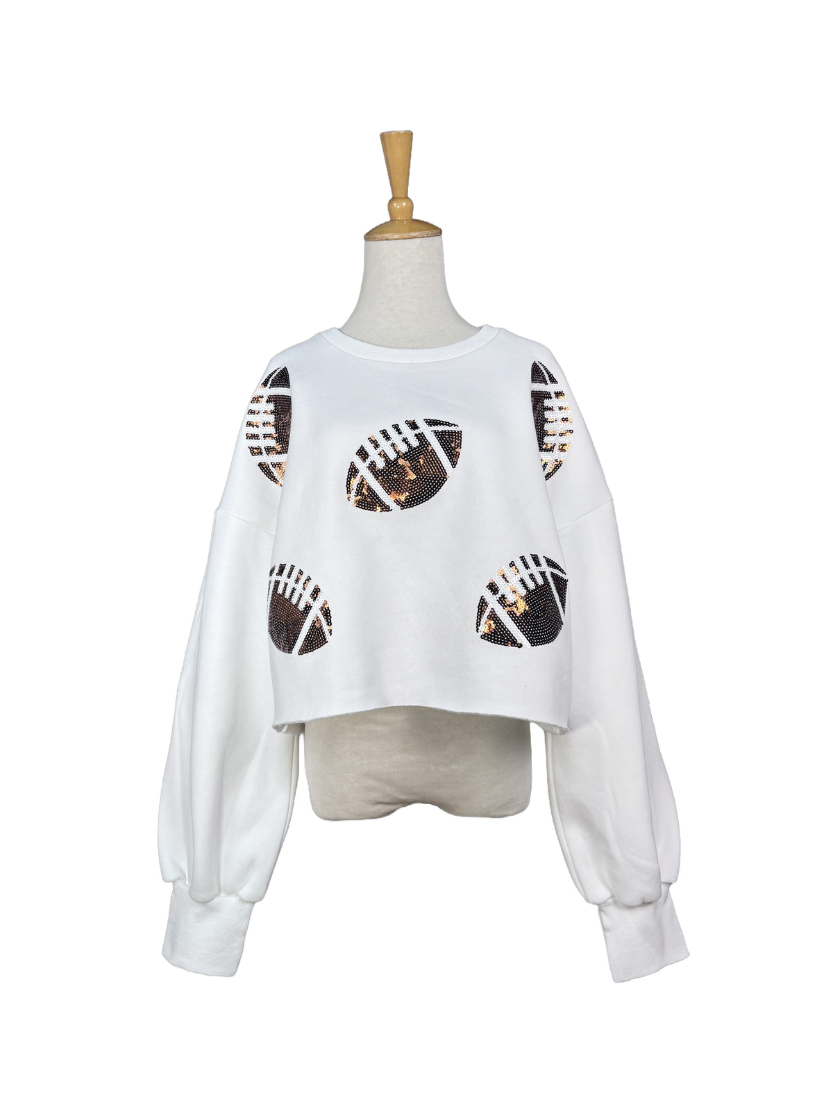 Game Day Sequin Football Cropped Sweatshirt