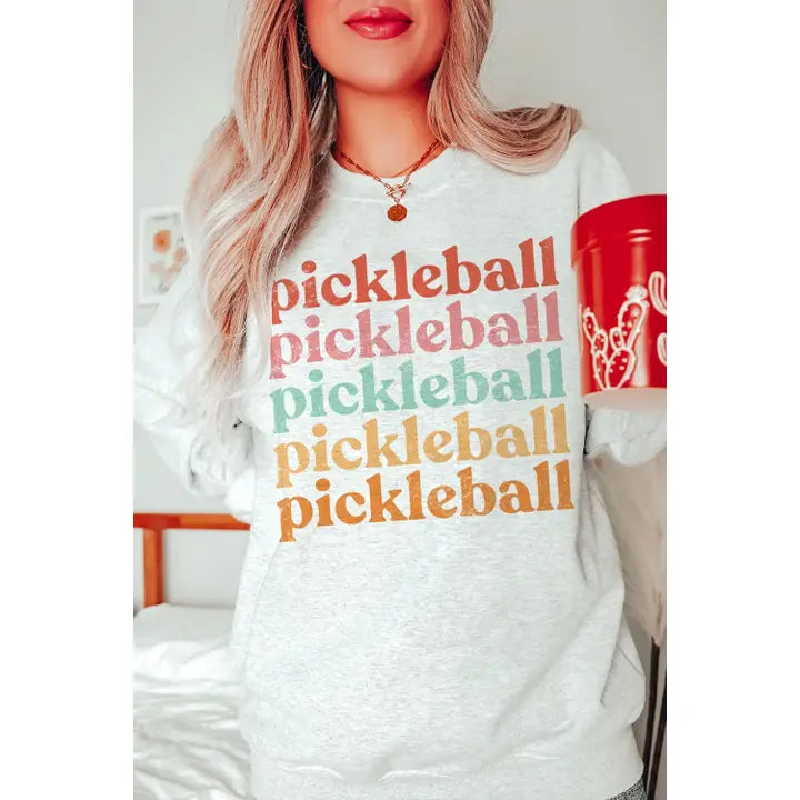 Multi Pickleball Oversized Graphic Sweatshirt