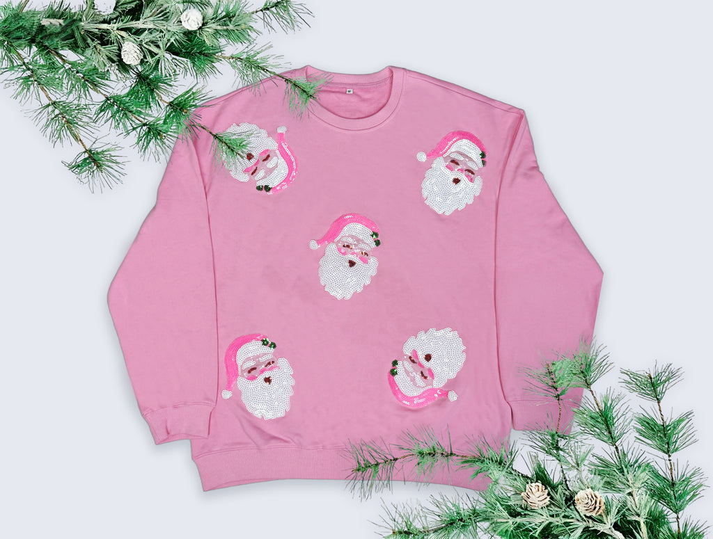 Merry Pinkmas Santa Sequin Sweatshirt