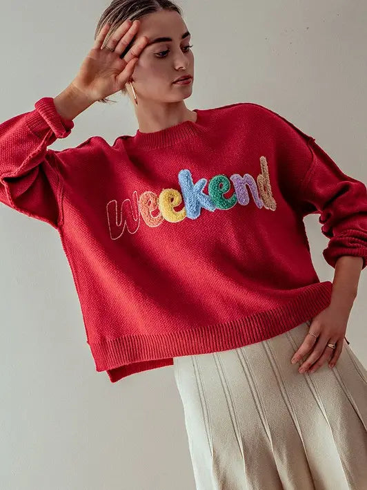 Weekend Ready Chenille Knit Pullover Sweater
