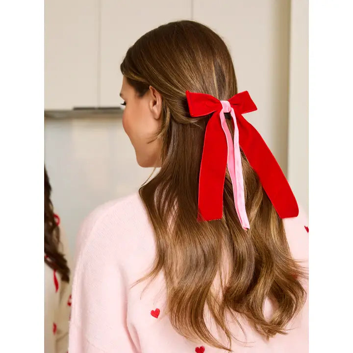 Two Tone Velvet Bow Clip