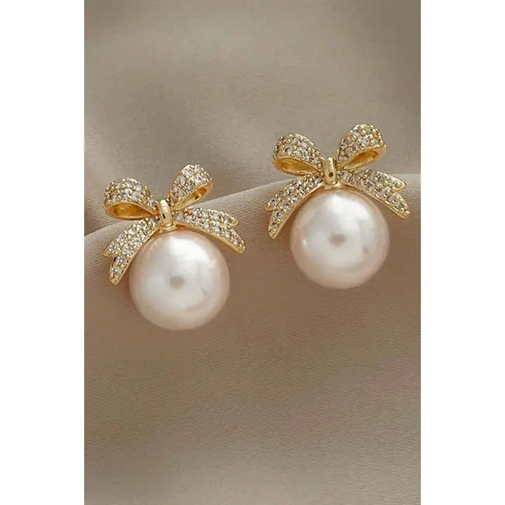 Pearl Bow Earrings