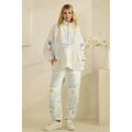 Blue Floral Quilted Lounge Pants