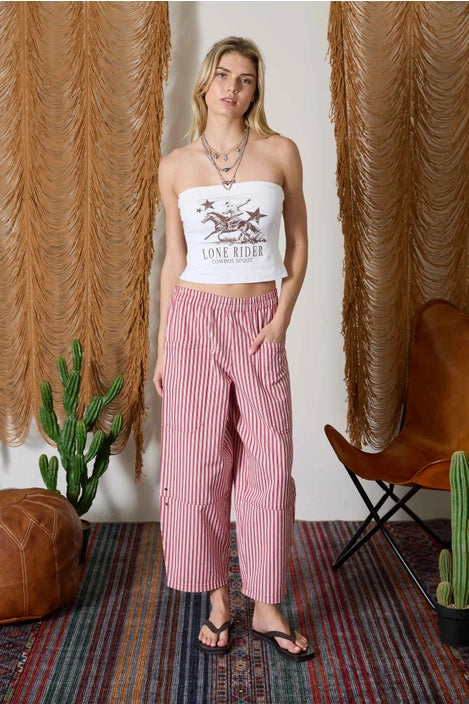 Red Stripe Wide Leg Pant