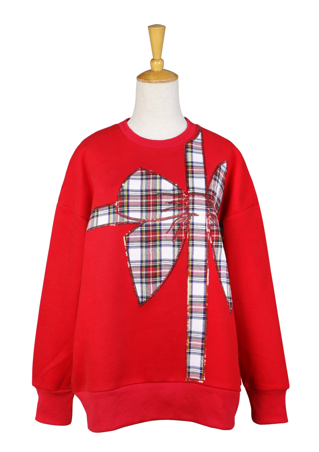 Ruby Red Plaid Bow Sweatshirt