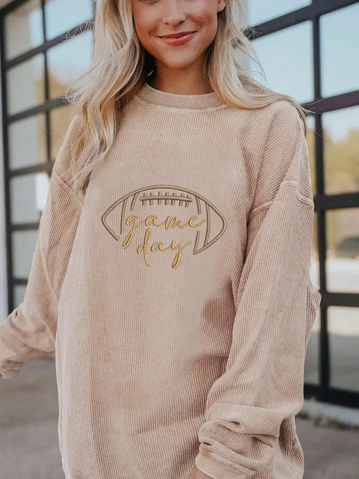 Game Day Embroidered Corduroy Sweatshirt