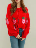 Strawberry Tie Front Cardigan