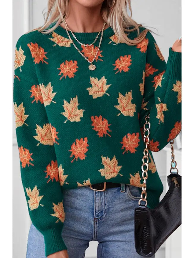 All Over Leaf Sweater