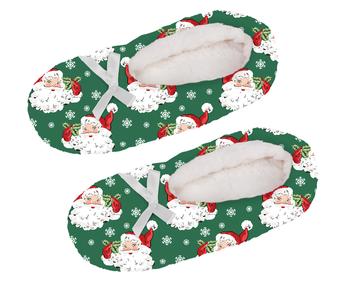 Evergreen Vintage Santa Slippers