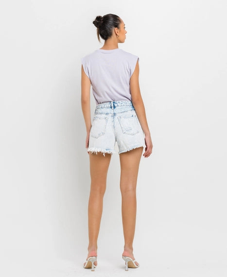 High Rise Distressed Jean Shorts