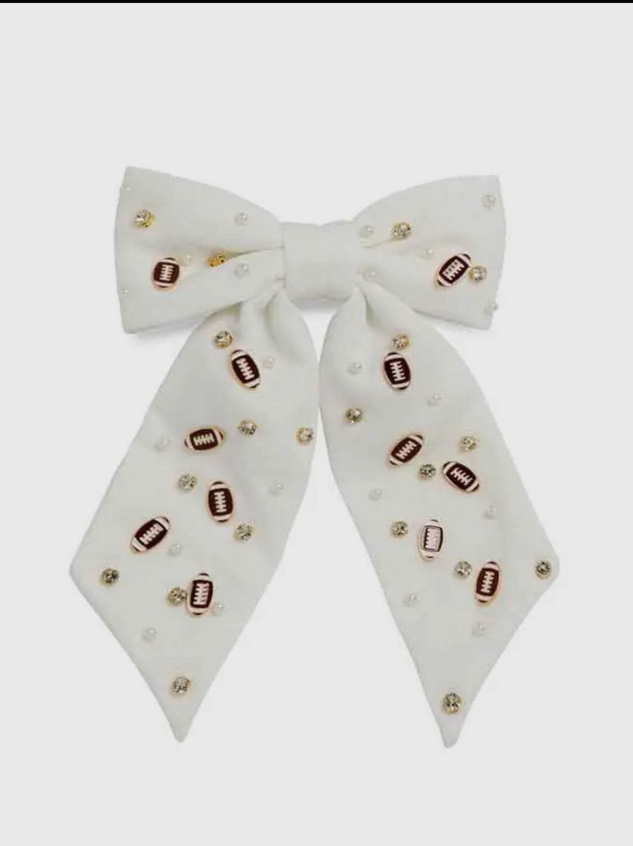 Rhinestone Football Bow Hair Clip