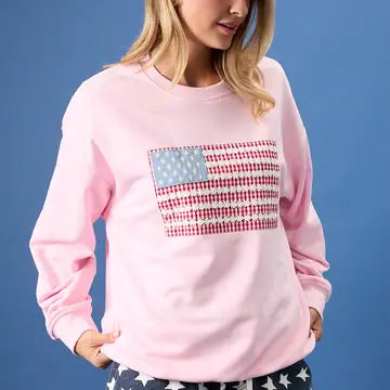 Pink Americana Flag Sweatshirt