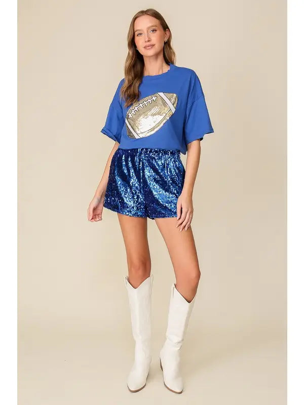 Game Day Sequin Football Patch T-Shirt