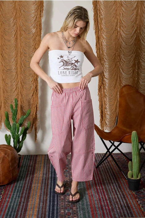 Red Stripe Wide Leg Pant