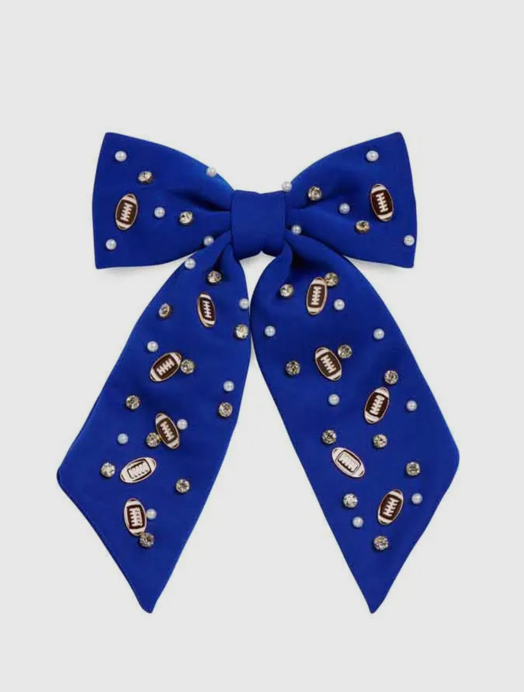 Rhinestone Football Bow Hair Clip