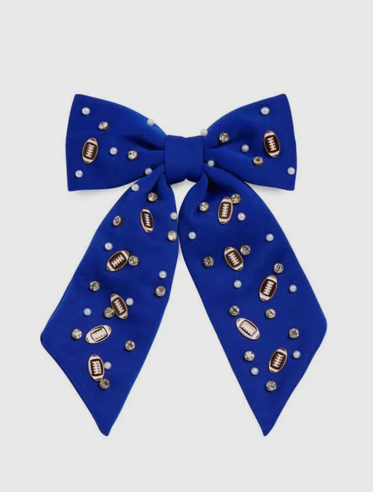 Rhinestone Football Bow Hair Clip