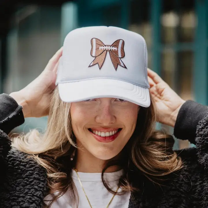 Football Bow Coquette Patch Foam Trucker Hat