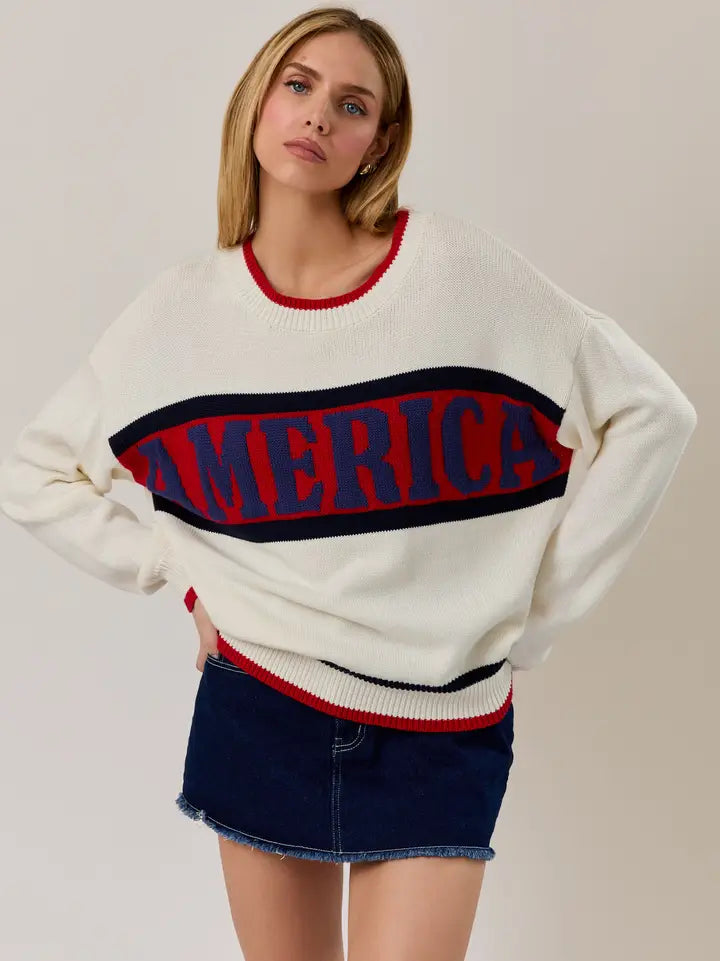 America Varsity Knit Sweater