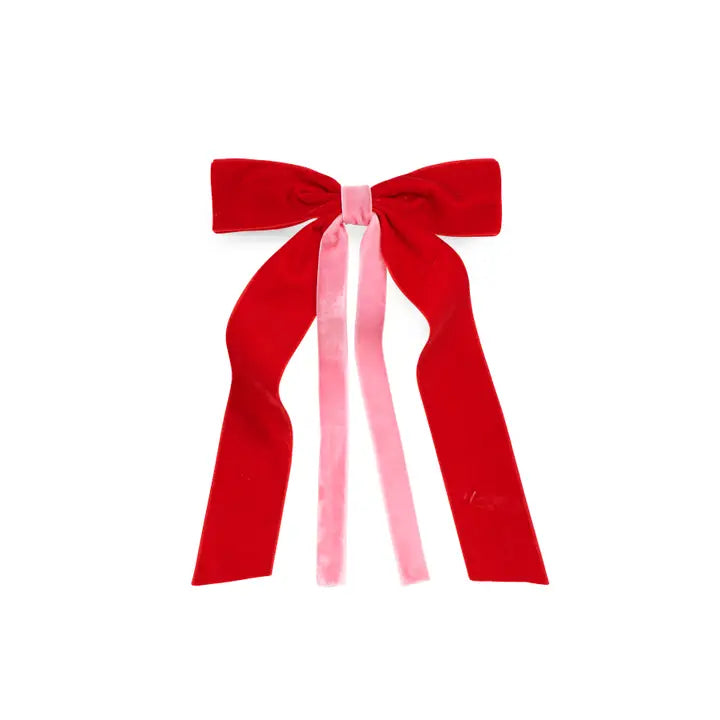 Two Tone Velvet Bow Clip