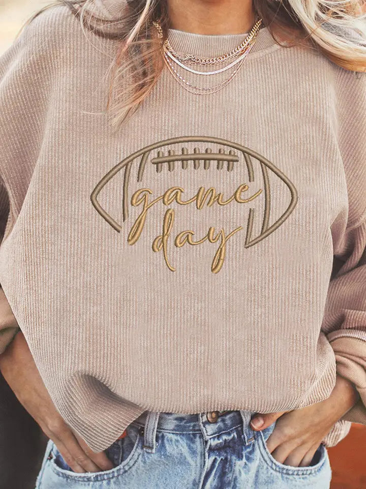 Game Day Embroidered Corduroy Sweatshirt