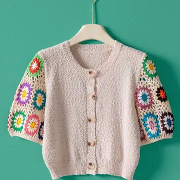 Square Crochet Button Up Sweater