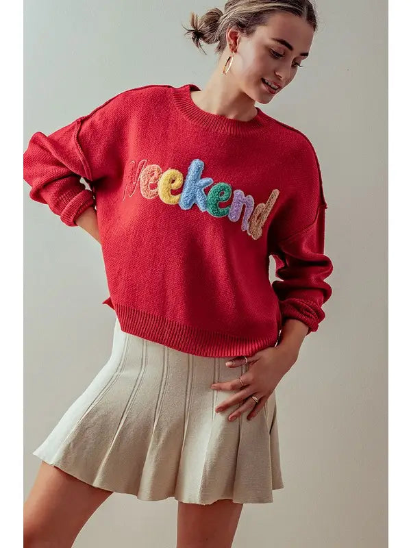 Weekend Ready Chenille Knit Pullover Sweater