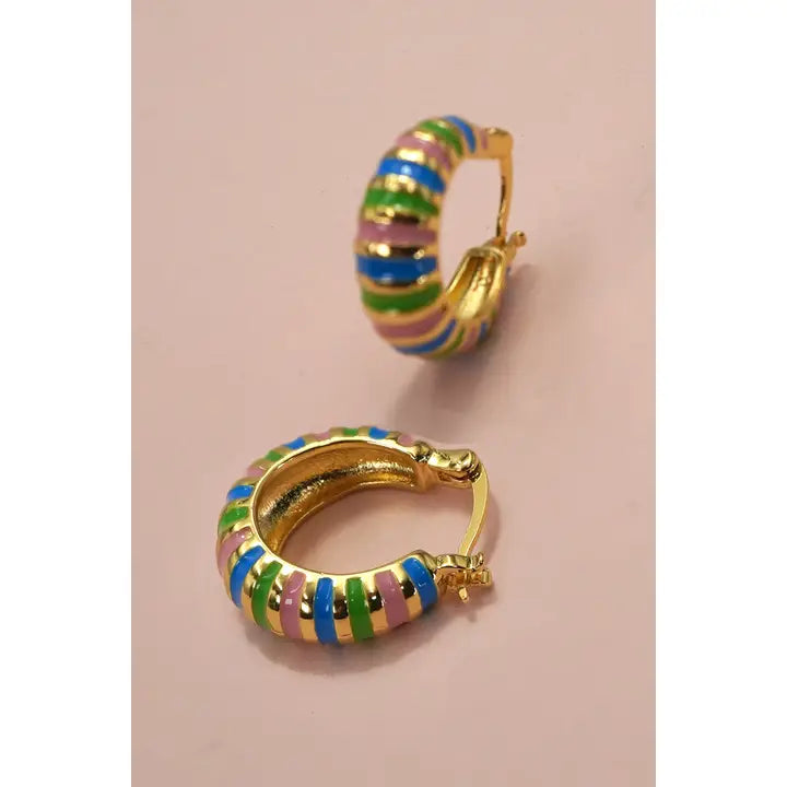 Colorful Enamel Huggie Hoop Earrings