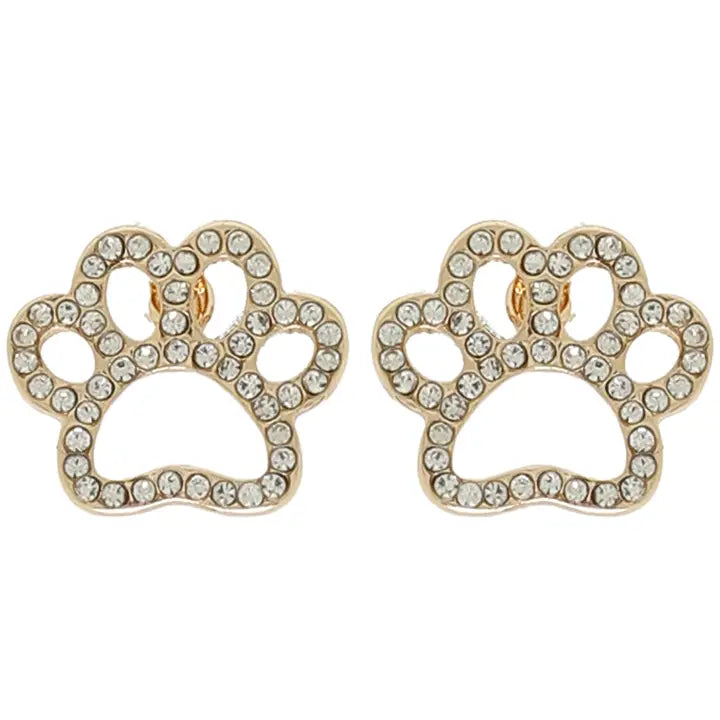 Paw Print Rhinestone  Earrings