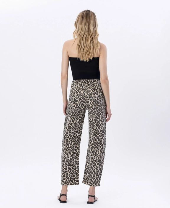 Vervet High Rise Leopard Print Barrel Jean