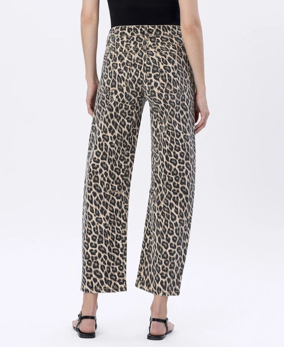 Vervet High Rise Leopard Print Barrel Jean