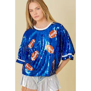 Game Day Football Sequin Crop Top
