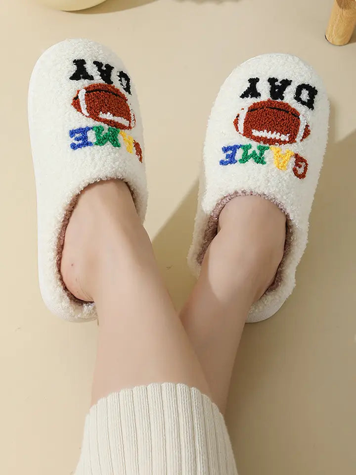 Game Day Plush Football Slippers