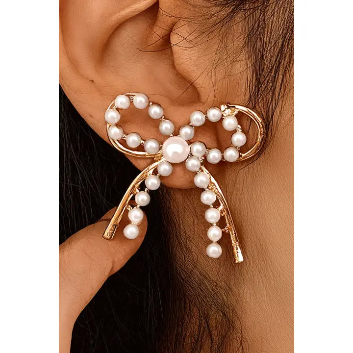 Pearl Bow Earrings