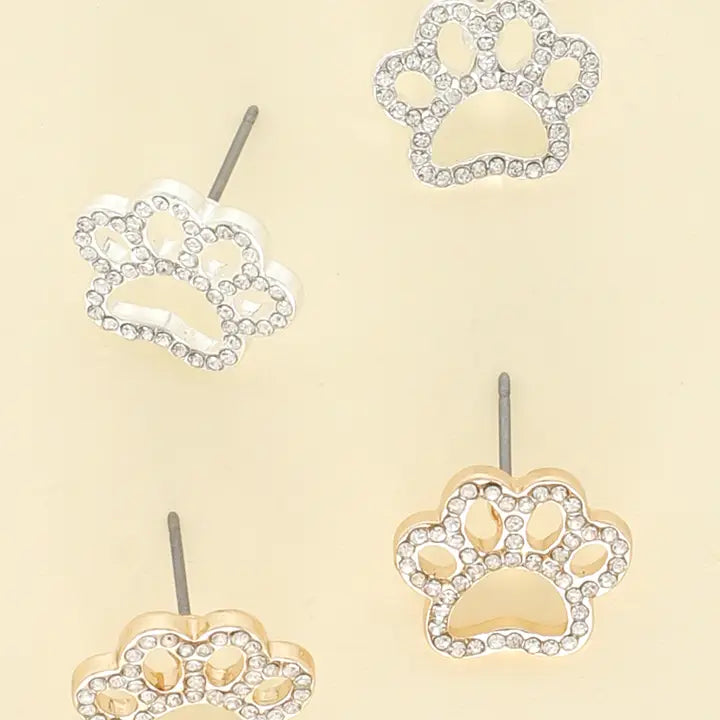 Paw Print Rhinestone  Earrings