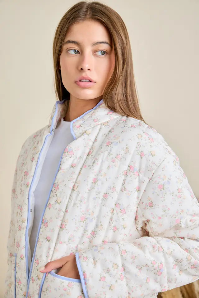 Soft Vintage Floral Quilted Jacket