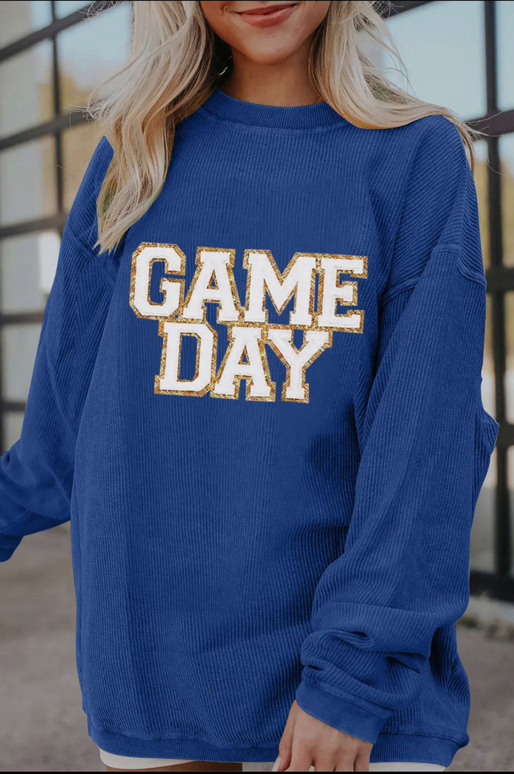 Blue Glitter Game Day Sweatshirt