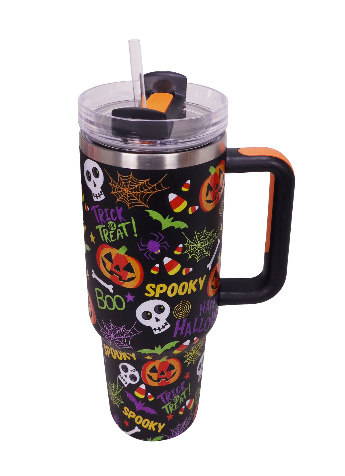 40oz Happy Halloween Tumbler w/Handle & Straw