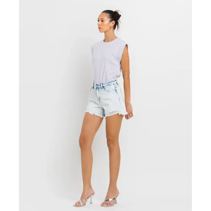 High Rise Distressed Jean Shorts
