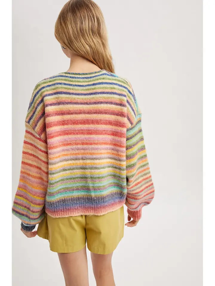 Rainbow Tie Front Knit Cardigan