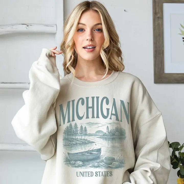 Michigan Shore Oversized Graphic Sweatshirt