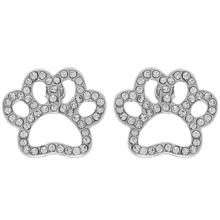 Paw Print Rhinestone  Earrings