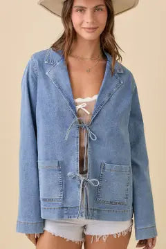 Front Tie Denim Jacket