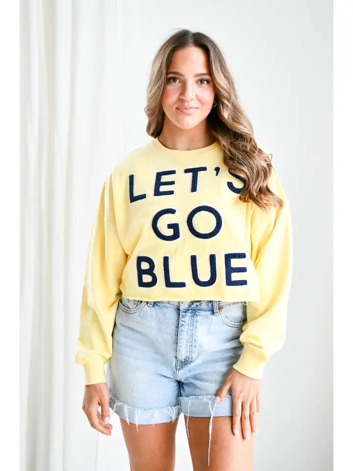 Let's Go Blue U of M Cropped Long-sleeved Tee