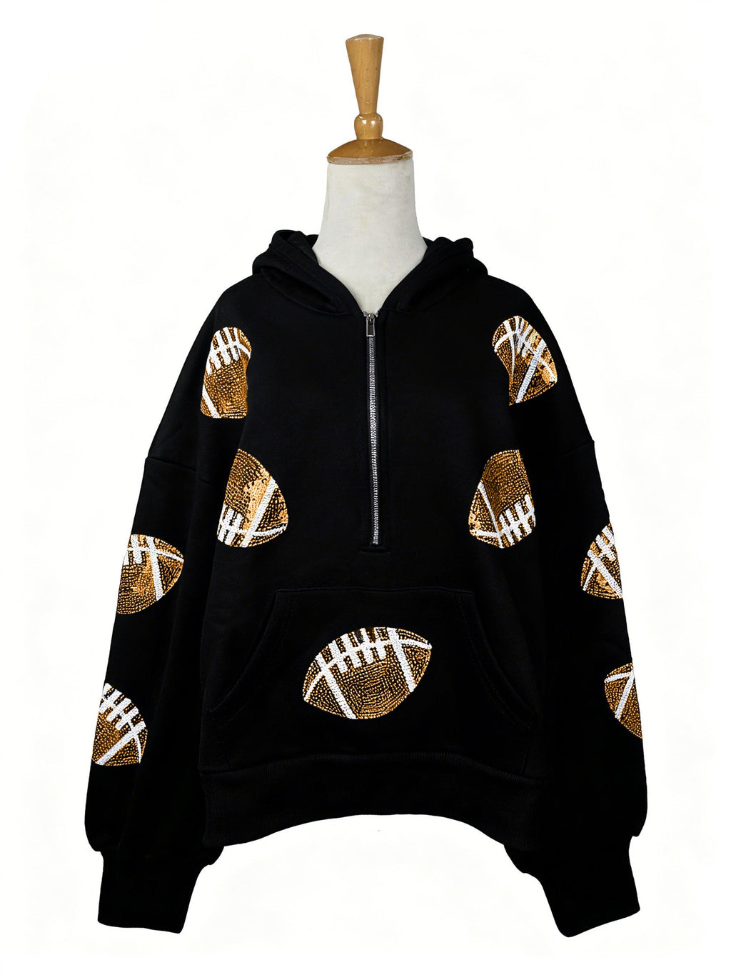 Game Day Sequin Half-Zip Hoodie
