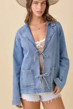 Front Tie Denim Jacket