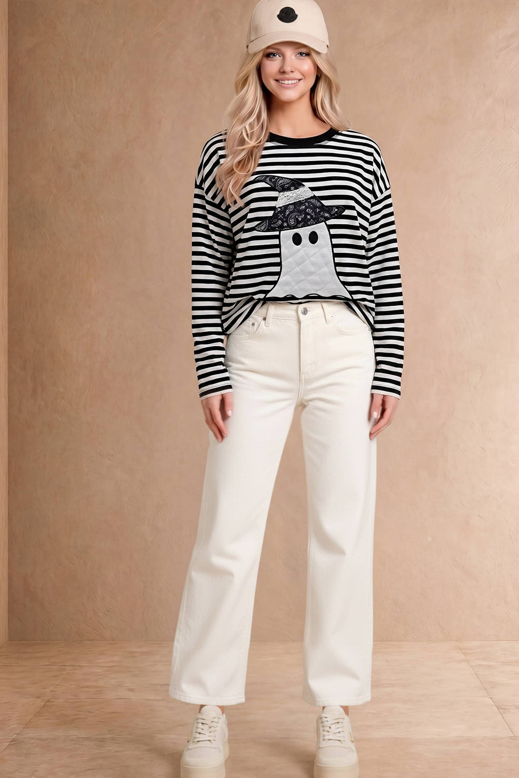 Hey Boo Striped Ghost Top