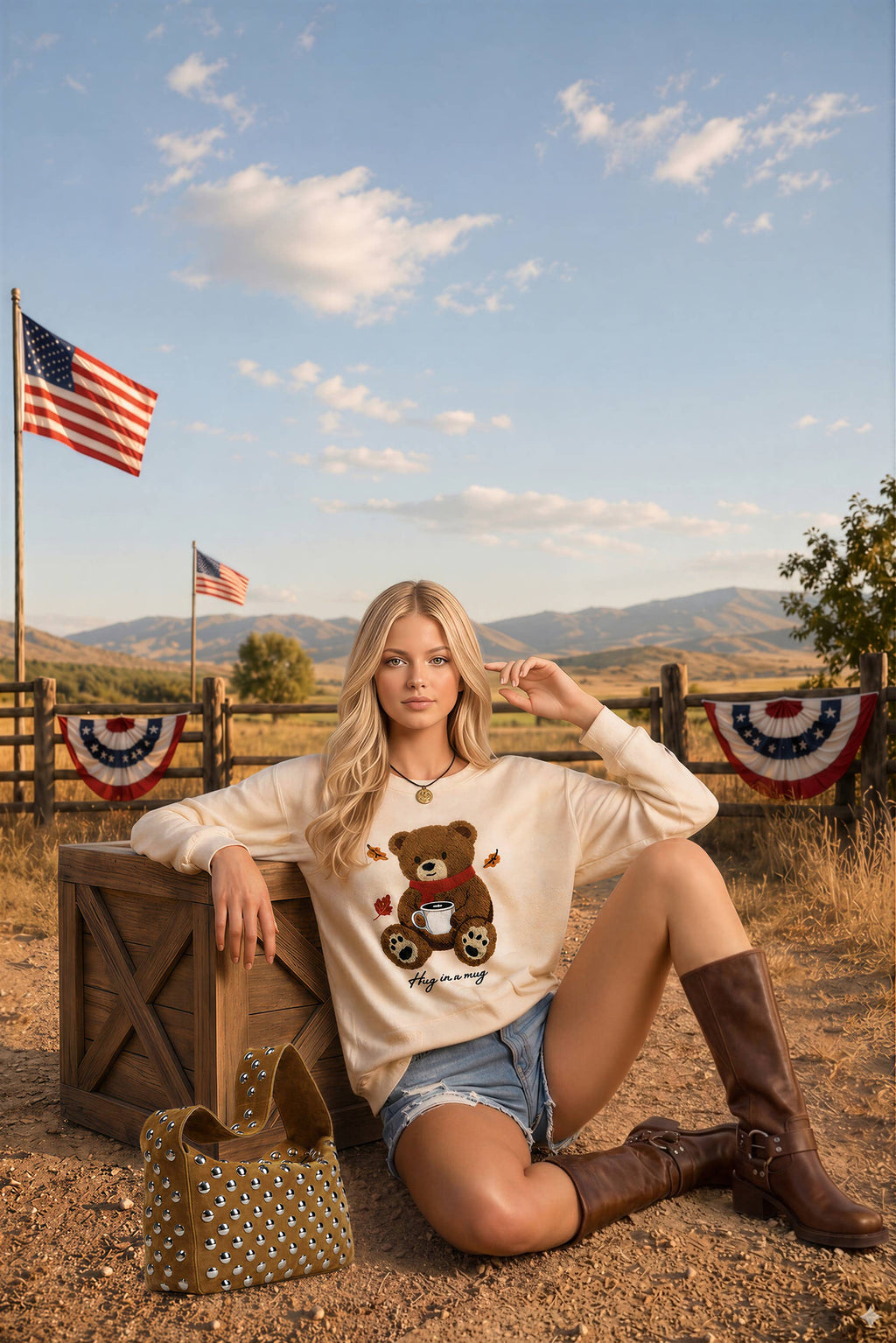 Cozy Teddy Bear Coffee Sweatshirt