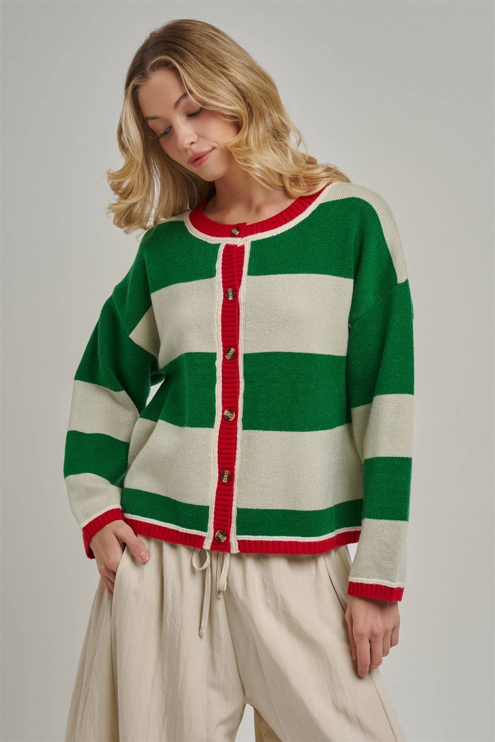 Merry & Bright Striped Christmas Cardigan
