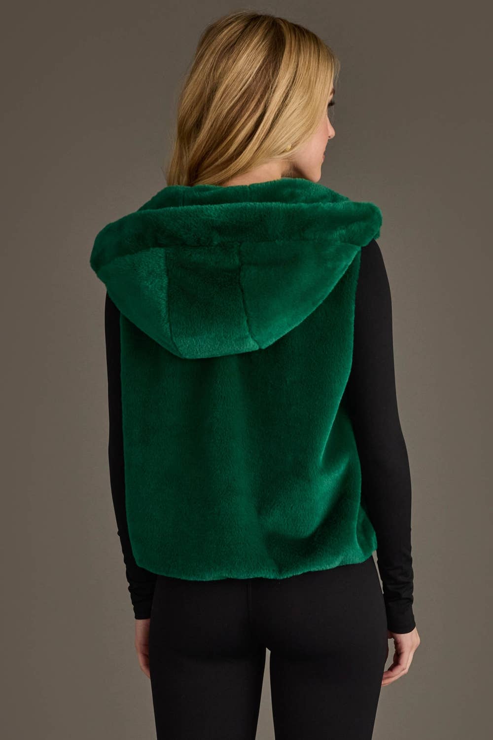 Green Faux Fur Hooded Vest