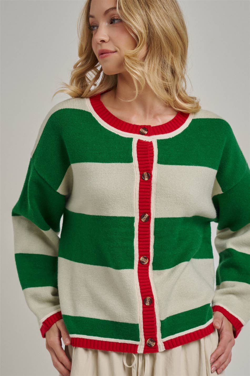 Merry & Bright Striped Christmas Cardigan